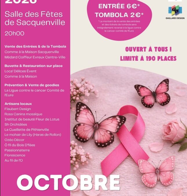 Soirée Octobre Rose le samedi 3 octobre à Sacquenville